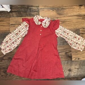 Vintage look- Cinderella Red and Cream Kids Dress- Made in USA